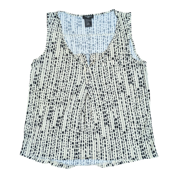 Ann Taylor - Petite Size MP - Women's Top - Black & Tan Pattern-Sleeveless - Picture 1 of 5